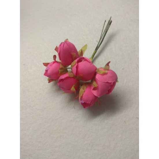 Цветы из ткани 1,8*2,5 см в пучках (6 шт) цв. малиновый, цена за пучок